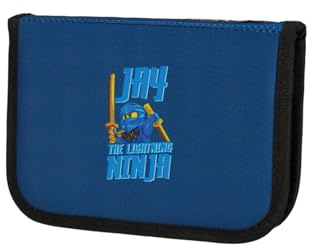 SKANDO BAGS LEGO® NINJAGO® Federmäppchen Junge Jay – LEGO NINJAGO Federmäppchen mit Inhalt, elastische Halterungen & Namensschild, 20 x 14 x 4 cm