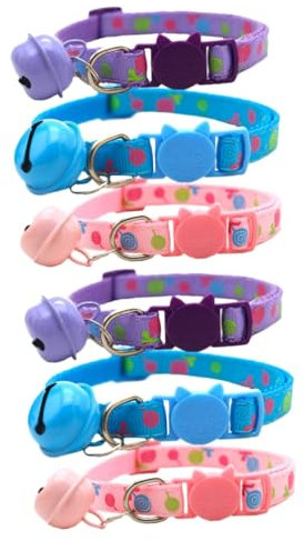 Supvox 6stücke Bunte Katzenhalsbänder Mit Glocke Einstellbar Lollipop-Muster Für Katzen Und Kleine Hunde Und Komfortabel Für Haustiere
