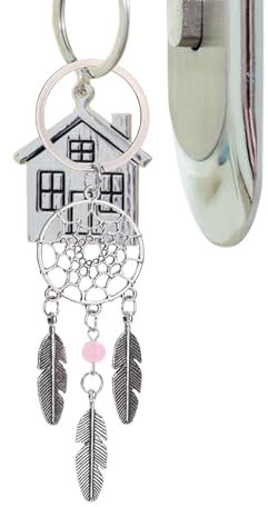 Llavero atrapasueños, aleación de aluminio, adorno bohemio, colgante colgante de atrapasueños, llavero de plumas pequeñas, llavero de atrapasueños, decoración de la suerte para bolsa