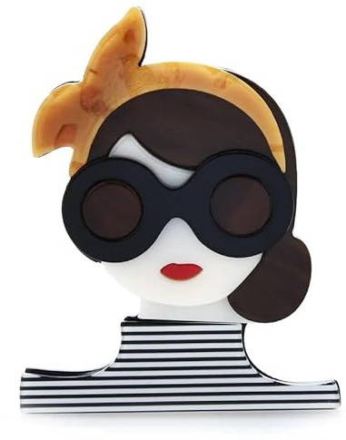 BBirtyQV Brosche mit Schleife, Brille, Damen, Acryl, Zinklegierung, 6,6 x 5,1 cm, 15 g, Cartoon, Clip-Verschluss, Modern, Festlandchina