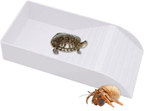 YHSKJCD Wasserbecken für Schildkröten mit Kletterrampe, Schildkröten Zubehör für Reptilientanks, Aquariumkäfigzubehör für Reptilien und Amphibien, 30.5 * 14.9 * 6 cm