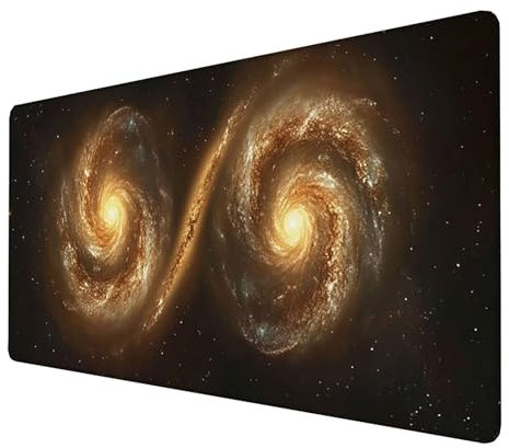 Alfombrilla Ratón, Alfombrilla Ratón XXL Gaming Tapete Escritorio Ordenador(1400x600x3mm) Protector Escritorio Alfombrilla Antideslizante para Ratón Láser y Óptico (Universo) mousepad (Amarillo) 4-5-6