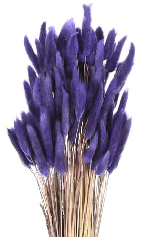 QUARKZMAN Hasenschwanzgras Getrocknet - Lavendelfarbe, 120 Stück Getrocknete Blumen, 43cm Pampasgras Natürlicher für Florale Hochzeitsdekoration Weihnachten