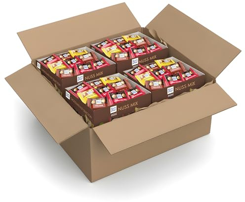 Ritter Sport mini Voll-Nuss Mix, weiße, dunkle & Vollmilchschokolade, Schokolade mit ganzen Haselnüssen, perfekt zum Naschen und Genießen, Geschenkidee, 4 x 1,1 kg (264 Stück)