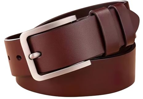 Smomend Herren Ledergürtel, Braun, 3.8 cm breit, Vollleder, Rindsleder, Elegant, Vielseitig, Kürzbar, Made in China