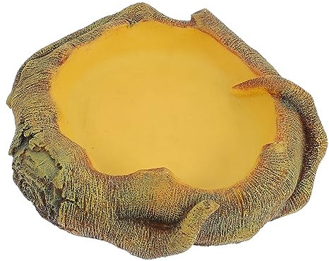 ROMISBABA Reptilien Futter Und Wasserschale Aus Resin Lösung Für Schildkröten Eidechsen Und Geckos Rutschfester Futterplatz Natürliche Holzoptik Trink Und Essumgebung Für Haustiere