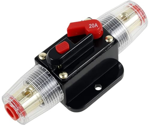 Foppla 20-300A Schutzschalter Leitungsschutzschalter Automatik Reset 12-48V DC Auto Sicherung Leistungsschalter Sicherung Schalter Wasserdicht für Auto Boot LKW KFZ Wohnmobile Audio Solar System(20A)