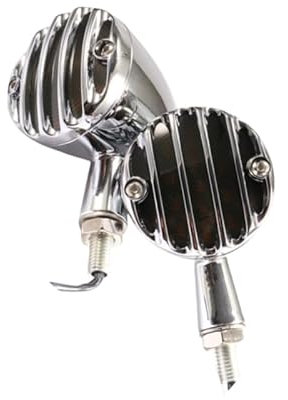 2 x LED-Motorrad-Blinker, Aluminium, bernsteinfarbenes Konstantlicht, 12 V, M10, universell (Chrom)