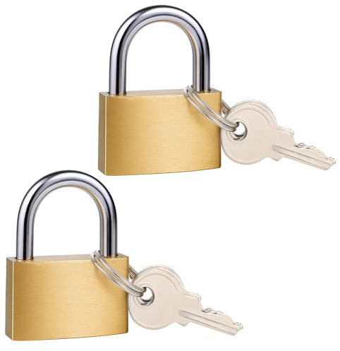 JIYIN 2PCS Small Padlocks with Keys, 30mm Brass Lock Heavy Duty Pad Locks for Gym Locker Padlocks, Suitcase Lock Luggage Shed Locks with Key