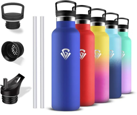 Borraccia Termica - 500ml - Borraccia, Senza BPA, Borracia con Cannuccia, Senza Perdite, Borracce Termiche, Doble Aislamiento, Bottiglia Termica per Scuole, Campeggio, Uffici, Palestra, Caffè