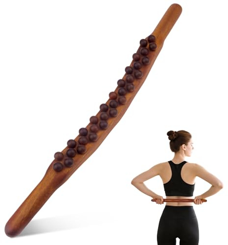 Gua Sha Wooden Therapy Stab, Gua Sha Stab, Faszienstab Massagestab Holz | Körper mit 31 Massageperlen, Ganzkörper Scraping Stick, Faszienrolle Holz für Nacken Beine Muskelrelax Faszien Büroal Zuhause