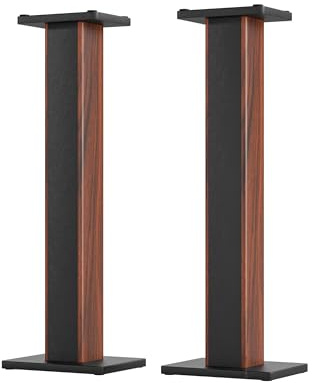 90cm Speaker Stands, 1 Pair Rosewood Wood Grain Floor Stands for Surround Sound System, Home Theater, with Sand Filling and Sturdy Support Fits Bookshelf Speakers