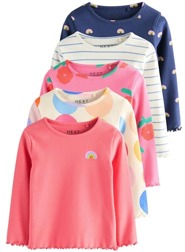 NEXT Fille Haut côtelé à Manches Longues, Lot de 5 Rainbow Spot 12 Mois-18 Mois