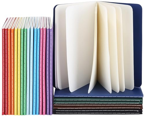 Mixara 24 stycken A6-färger, anteckningsbok, litet anteckningsblock, tomt, anteckningsblock, dagbok, bärbar anteckningsbok för skrivning, skola, kontor, resor, 30 ark, 12 färger (14 x 9 cm)
