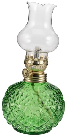 Levemolo Vintage Petroleumlampe mit Einstellbarem Docht Grüne Glas öllampe für Wohnzimmer und Schlafzimmer Dekorative Kerosinlampe als Notlicht und Stimmungsvolles Nachtlicht für Zuhause