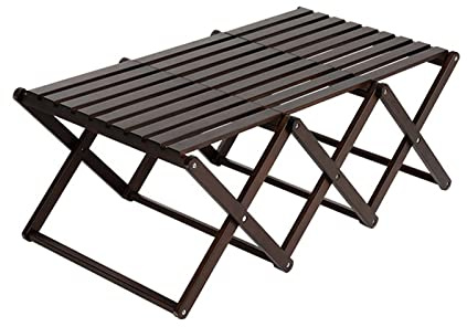 LCHJX Campingregal Picknicktisch Klappschelf dual Zweck Holz Campingtisch/Regal Außenzweck im Freien einfach zu ccarry, 49x30x103 cm, braun