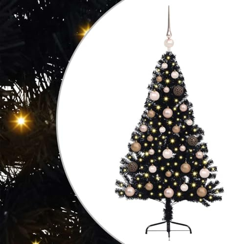 vidaXL Künstlicher vorbeleuchteter Weihnachtsbaum Schwarz 120 cm PVC
