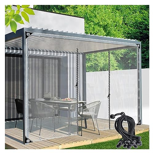 Paneles laterales transparentes impermeables con puerta con cremallera, cortinas personalizables para exteriores para pérgola y porche, cubierta de lona resistente a la intemperie
