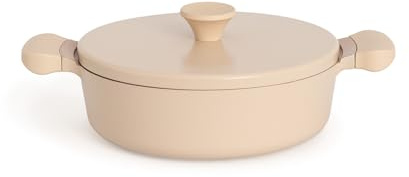 CREATE/POT STUDIO/Casserole en aluminium Ø26 cm avec revêtement céramique sable/Antiadhésive, design rétro, compatible avec tous types de cuisinières, résistante et durable, sans PFOA