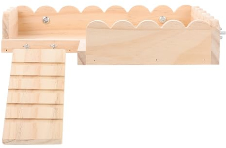 jojofuny Plateforme Bois avec Échelle pour Hamster et Petits Animaux Escalade Stable et Facile à Installer Accessoire pour Cage de Cobaye et Hamster
