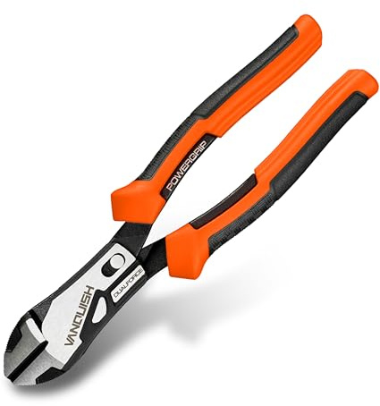 VANQUISH Dual Pivot Compound 8 Inch Diagonal Plier, CR-V Steel, Power Grip Handle, 50% Less Effort to Cut, 3015
