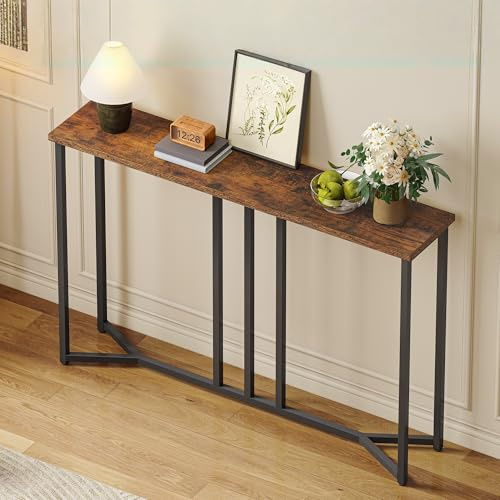 YITAHOME Konsolentisch Schmal, 20 x 100 x 80 cm, Konsolentisch Schwarz | 20 cm tief, Console Table, Beistelltisch Hoch, Flurtisch, Schmaler Sofatisch für Flur, Wohnzimmer, Schlafzimmer