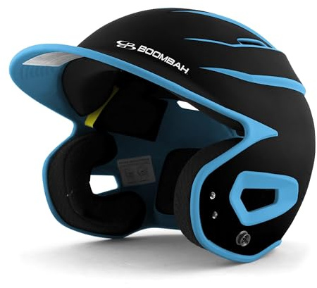 Boombah DEFCON Sleek Profile Matte Two Tone Batting Helmet (CS) NOCSAE Black/Columbia - Size Junior 6 1/4 - 7