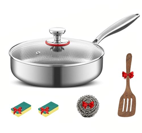 Generico Padella in titanio, 2026 Paniera a martello in titanio Pro, padella in Titanium, e Senza rivestimento,ultra resistente, ultra-durante,resistente ai graffi per la cucina (Con Coperchio, 24CM)