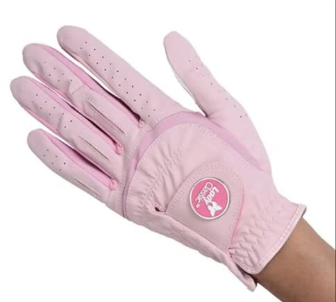 Lady Classic Soft Flex Golf Glove for Women with Magnetic Ball Marker | Comfortable Grip, Removable Marker, Soft Leather Palm Patch – Stylish & Flexible Ladies Golf Glove (Pink/Left Hand/L)