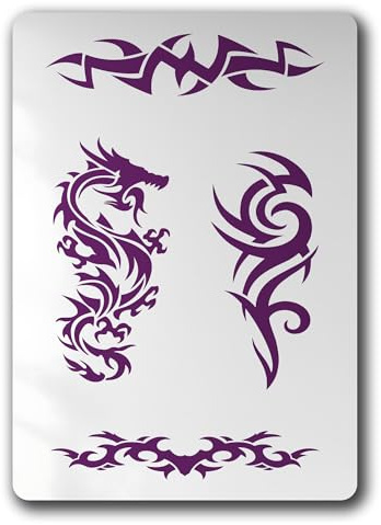 Schablone Drachen Tribal 4 Tattoo Motive - BT09
