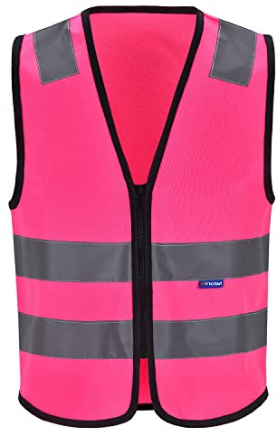 Mehrere farben, Unisex hochsichtbare Warnweste Hohe Sichtbarkeit Warnweste Reflektierende Weste Reißverschluss Sicherheitswesten EN ISO 20471 (L, Pink)