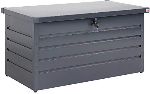 Gardebruk® Auflagenbox 385L Volumen Metall Abschließbar Gasdruckfeder 120x62cm Wetterfest Garten Balkon Keller Gartenbox Gartentruhe Anthrazit