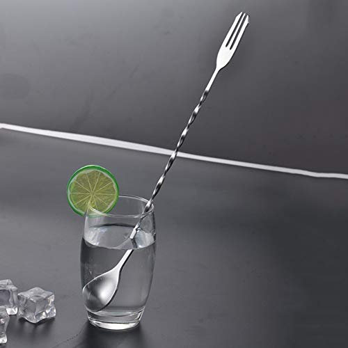DUOER Acier Inoxydable Bar Cuiller Cocktail Mixer Boisson Muddler Agitation Mélange Remuer cuillère Louche Coquetelier cuillère Barre d'outils (Couleur : 26cm)