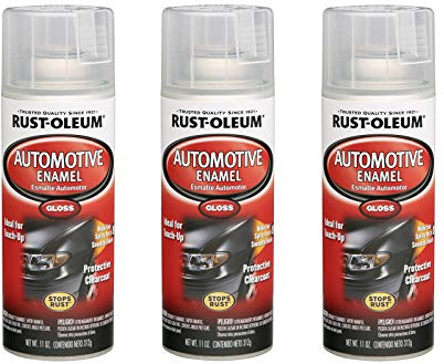Rust-Oleum 257884-3PK Automotive Enamel Spray Paint, 11 oz, Gloss Clear, 3 Pack