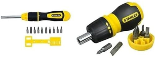 STANLEY 0-68-010 Multibit Ratchet Screwdriver + 10 Bits & 066358 Multi-Bit Stubby Screwdriver