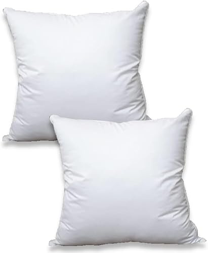Cushion Inserts Pads (Pack of 2) 40 x 40 cm (16x16 Inches) - White Virgin Hollowfibre Bounce Back Cushion Inner - Plump Square Cushion Pads for Sofa, Couch & Decorative Pillow Fillers – Made in UK