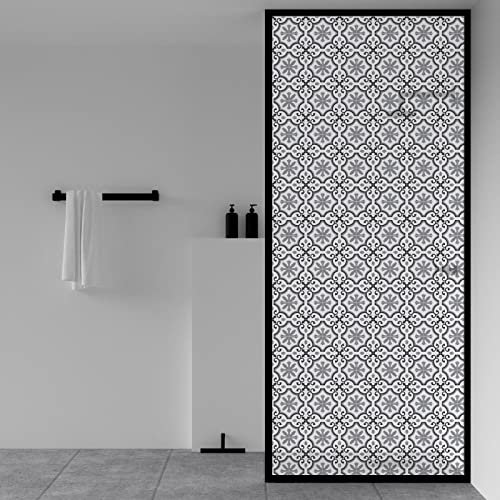 Opaque window film privacy film,Selbstklebend ohne Klebstoff Fensterfolie,Decorative Anti-UV Film,graues Muster ,Privatsphäre Schutzfolie Matt Für Bad Büro Wohnzimmer(44.5cmx200cm)