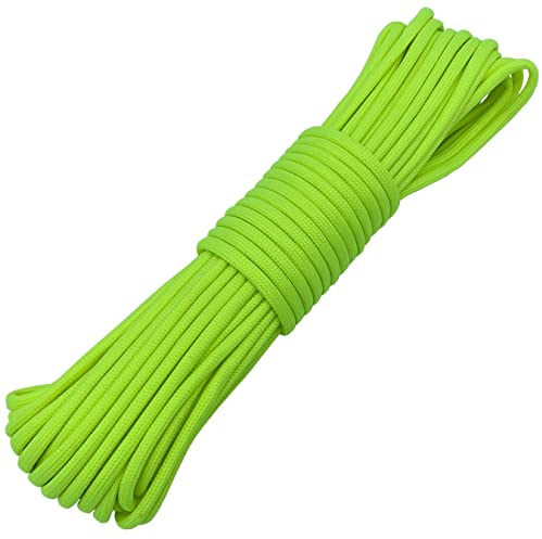 Paracord Schnüre 4mm Luminous Glow in The Dark Seile Paracord Parachute Cord 9 Kern-Strängen DIY Handgemachte Webart für Armbänder Schlüsselanhänger Anhänger Zeltseil (15 Meters, Hellgelb)