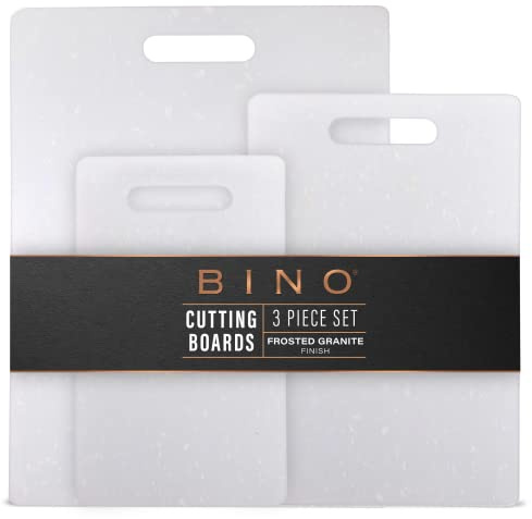 BINO Cutting Board - 3-Piece Chopping Boards | BPA-Free Plastic, Durable, Multipurpose, Dual-Sided, Dishwasher Safe, Easy to Clean | Charcuterie Accessories | Home & Kitchen Utensils Frosted Granite