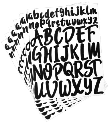 LOREC 12 Fogli Nero Adesivi Lettere Alfabeto Adesivi Lettere Adesive in Vinile Stickers Lettere Adesive per Biglietti di Auguri, Album Fotografici, DIY Scrapbooking, Decorazioni Regalo