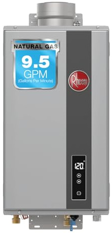 Rheem RTG-95DVLN-3 High Efficiency Non-Condensing Indoor Tankless Natural Gas Water Heater 9.5 GPM, 199,900 BTUs