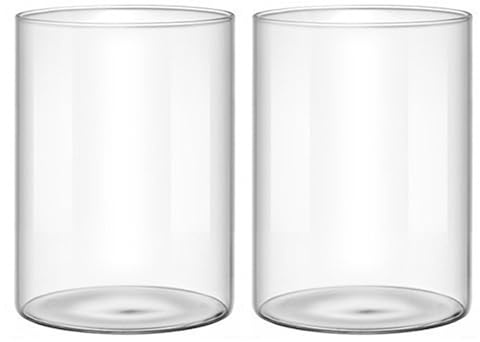 2 Stück glaszylinder für Kerzen, Glaszylinder Ohne mit Für Windlicht | 8x10cm Glaszylinder Windlichtgläser, Teelichtgläser Ersatz Zylinder, Tischdeko für Zuhause Wohnzimmer Hochzeit Party