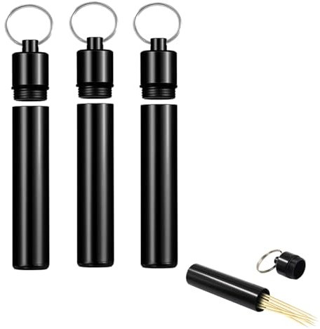 Tragbarer Zahnstocherhalter, Metall Zahnstocher Box, Behälter für Zahnstocher, Tragbare Taschen Zahnstocher Aufbewahrungsbox Zahnstochertasche mit Schlüsselanhänger, Für Outdoor, Picknick, Camping
