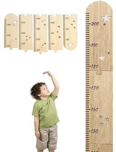Holz Messlatte Kinder,5 Stück Messlatte Kinderzimmer,Messlatten KinderHölzernes Wandlineal,Kinder Höhe Diagramm Wandsticker, Geeignet für Höhen Ca 50 Bis 200 cm,Für Wanddekoration Im Kinderzimmer