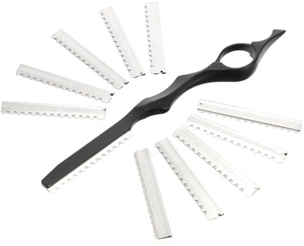PLAFOPE 1 Satz Messer Zum Ausdünnen Der Haare Rasiermesser Zum Haareschneiden Doppelseitiger Rasierkamm Rasiermesser Schneiden Texturierender Salonrasierer Rostfreier Stahl Black