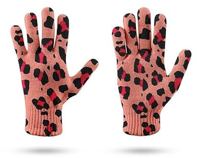 Winterhandschuhe - Buntes Leopardenmuster, Rutschfeste Thermohandschuhe Für Touchscreens, Vollfinger-Strickhandschuhe, Outdoor-Radfahren, Einkaufen, Elastisch, Verdickte Fünf-Finger-Handschuhe, G