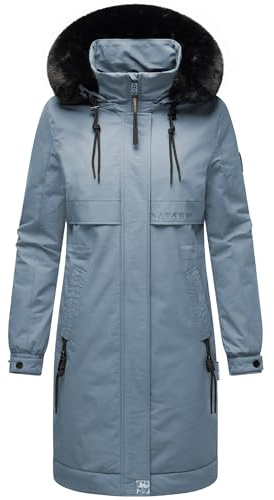 Navahoo Damen Mantel lange warme Winterjacke mit Kunstfell und Kapuze (beides abnehmbar) Kaltwetterretter 14 XS-6XL