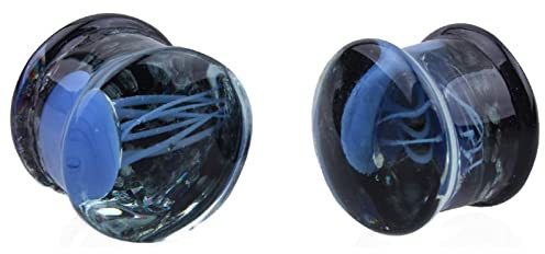 Grewod Flesh Tunnel, Glas Blau Meer Tier Leuchtet im Dunkeln Ohr Tunnel Herren Damen Ohr Plug Ohr Expander Piercing Schmuck 12MM, 2 Stück