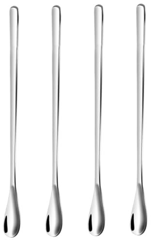 PAMINGONO 1set Handle Stainless Steel Mixing Spoons for Coffee Tea and Dessert Stirring Easy to Clean Design for Kitchen Use Silver