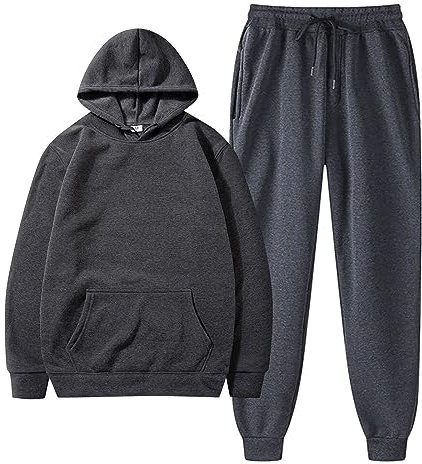 Generisch Frauen mit Hosen Hoodie Plus Freizeit Winter mit Kapuze Plüsch Frauen Anzüge Reitbekleidung Western Herren (Dark Gray, XXL)